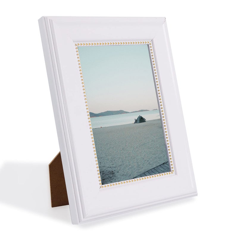 GraduationMall 4x6 Picture Frames, Real Glass, Display Photos for Wall or Tabletop, White with Gold Beads, 2-Pack - Image 3